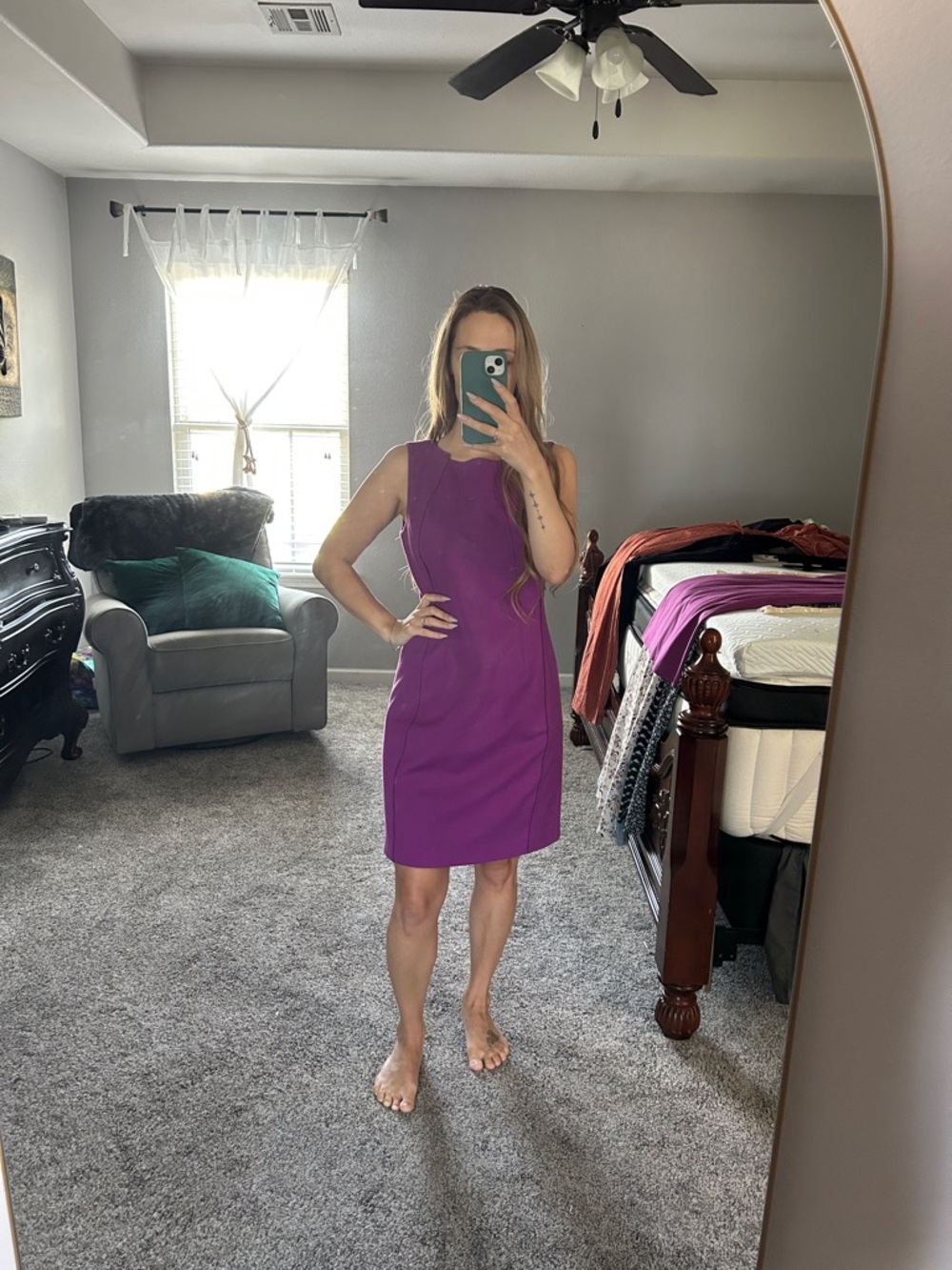 Tahari Vibrant Purple Sleeveless Sheath Dress